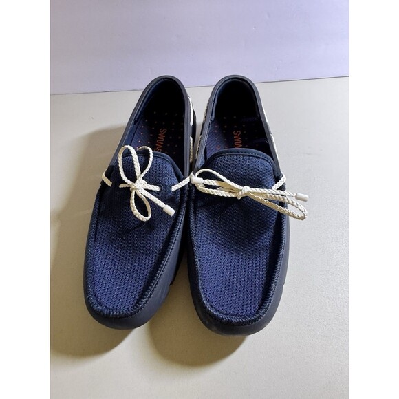 Swims Men\'s Braided Lace Loafers Navy Blue Size 8 Nautical Boat Shoes Excellent main image 5